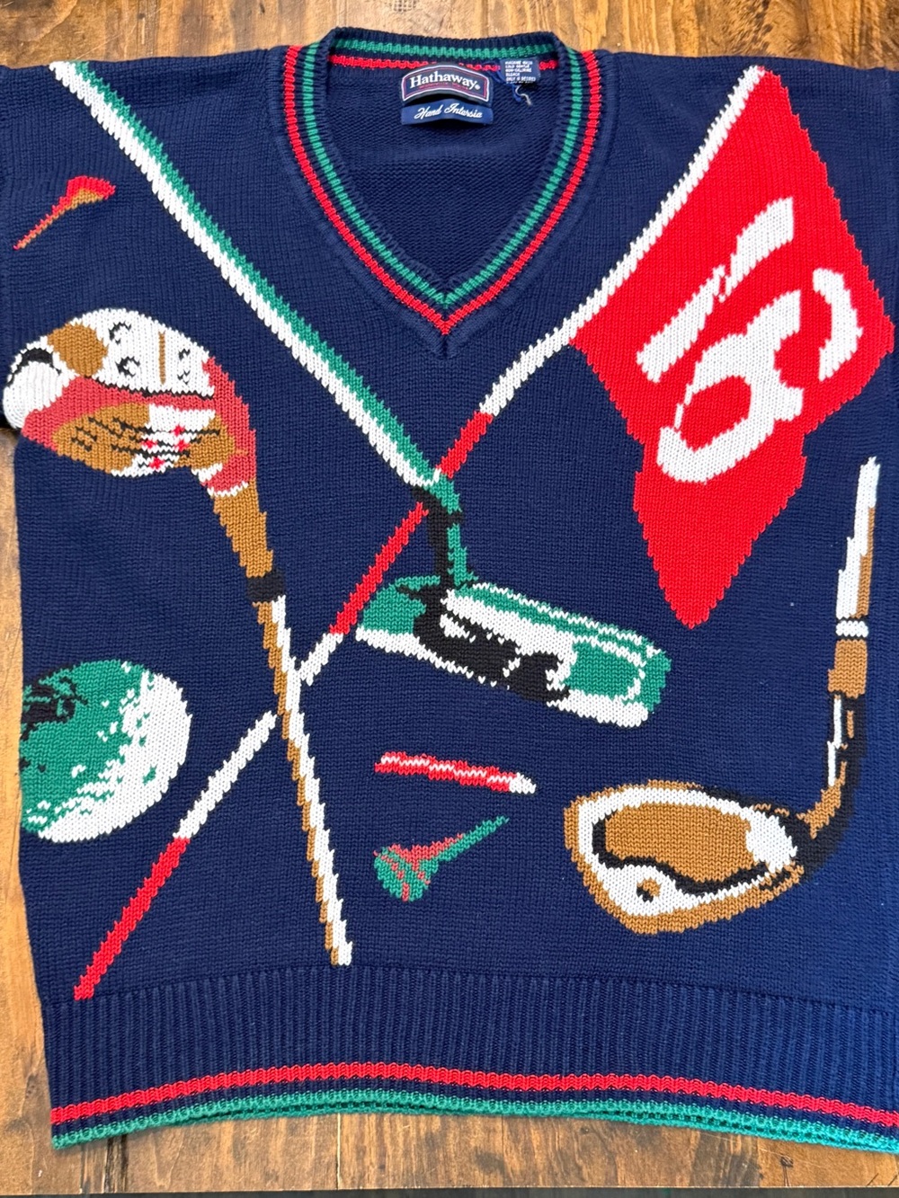 Vintage 90s Men’s Medium Hathaway Golf Knit Cotton Sweater Fits Women’s L